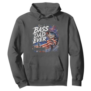 Bass Dad Ever Fishing Hoodie Patriotic Dad Birthday 4th Of July Gifts