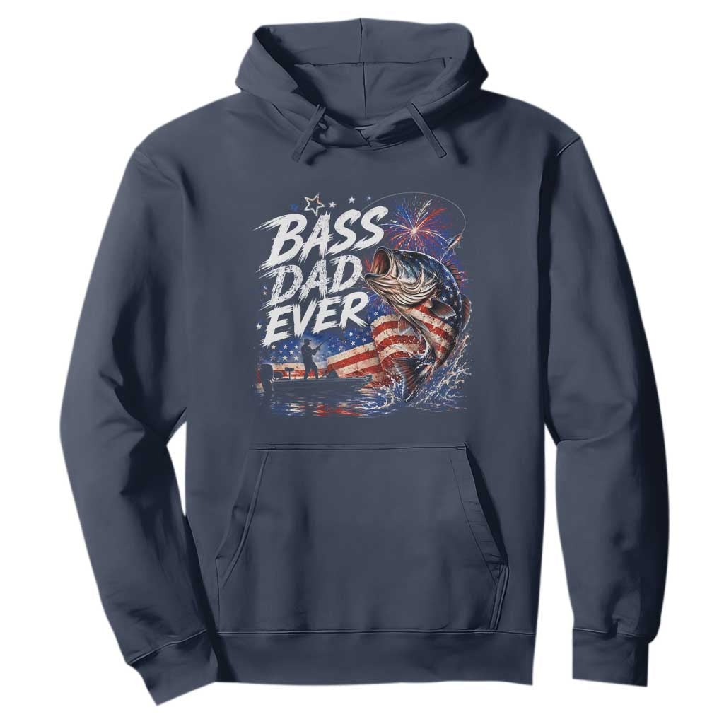 Bass Dad Ever Fishing Hoodie Patriotic Dad Birthday 4th Of July Gifts