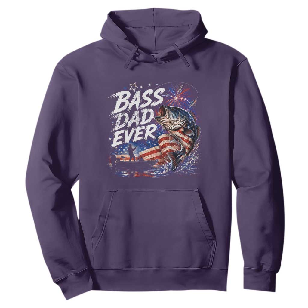Bass Dad Ever Fishing Hoodie Patriotic Dad Birthday 4th Of July Gifts