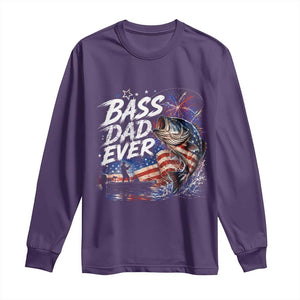 Bass Dad Ever Fishing Long Sleeve Shirt Patriotic Dad Birthday 4th Of July Gifts
