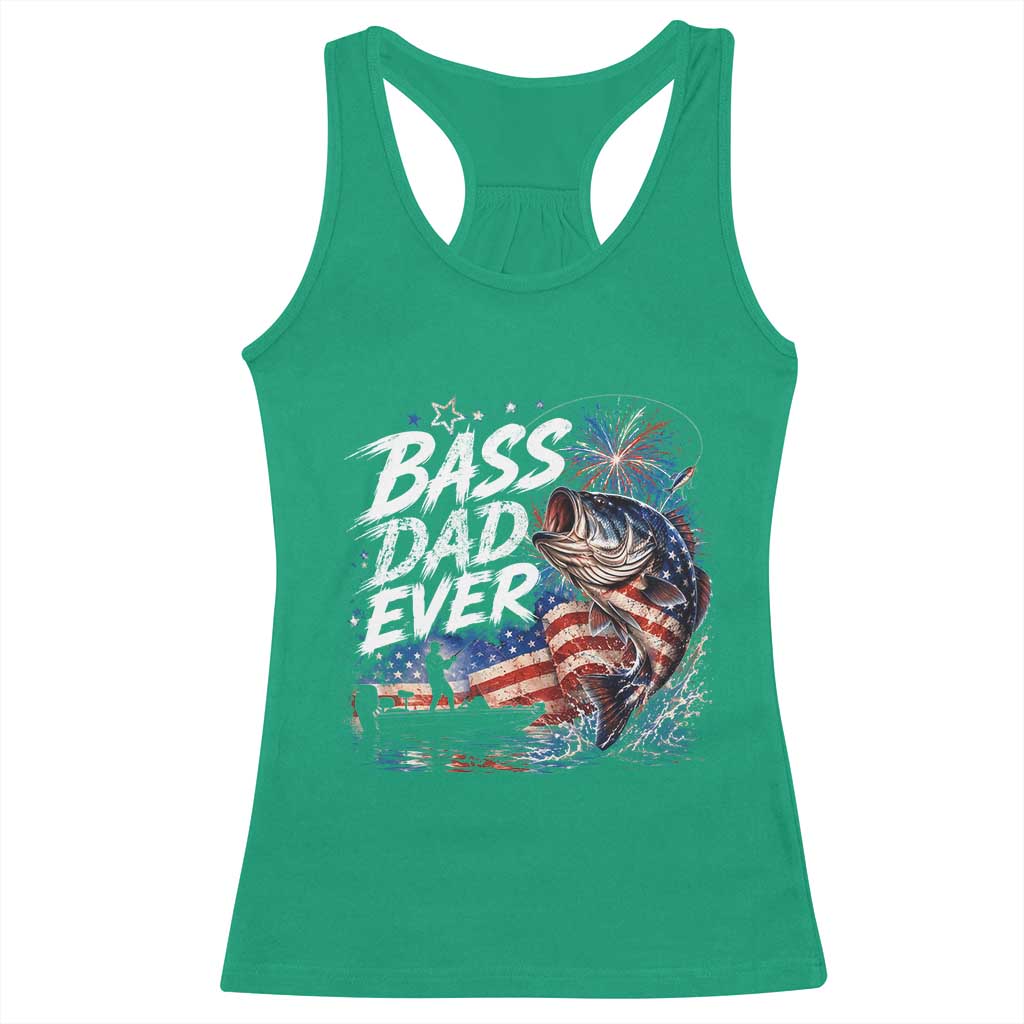 Bass Dad Ever Fishing Racerback Tank Top Patriotic Dad Birthday 4th Of July Gifts