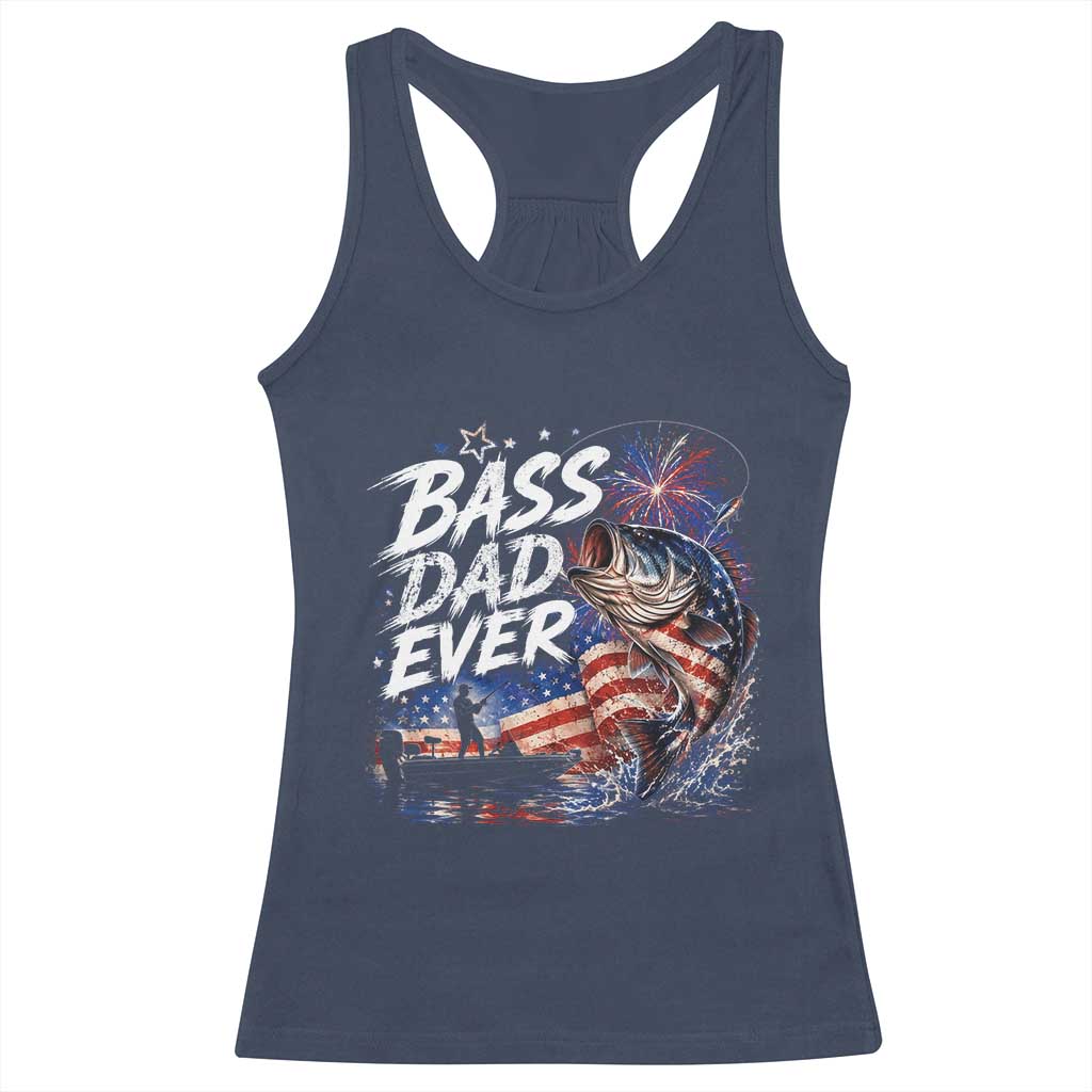 Bass Dad Ever Fishing Racerback Tank Top Patriotic Dad Birthday 4th Of July Gifts