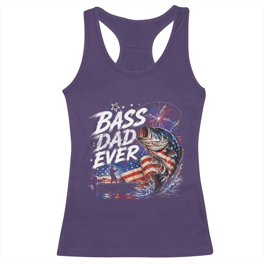 Bass Dad Ever Fishing Racerback Tank Top Patriotic Dad Birthday 4th Of July Gifts