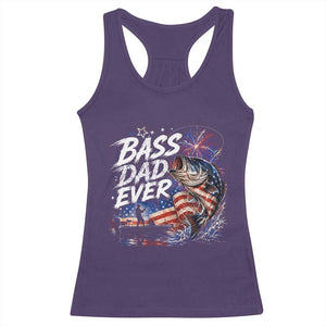 Bass Dad Ever Fishing Racerback Tank Top Patriotic Dad Birthday 4th Of July Gifts
