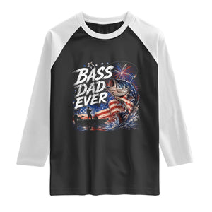 Bass Dad Ever Fishing Raglan Shirt Patriotic Dad Birthday 4th Of July Gifts