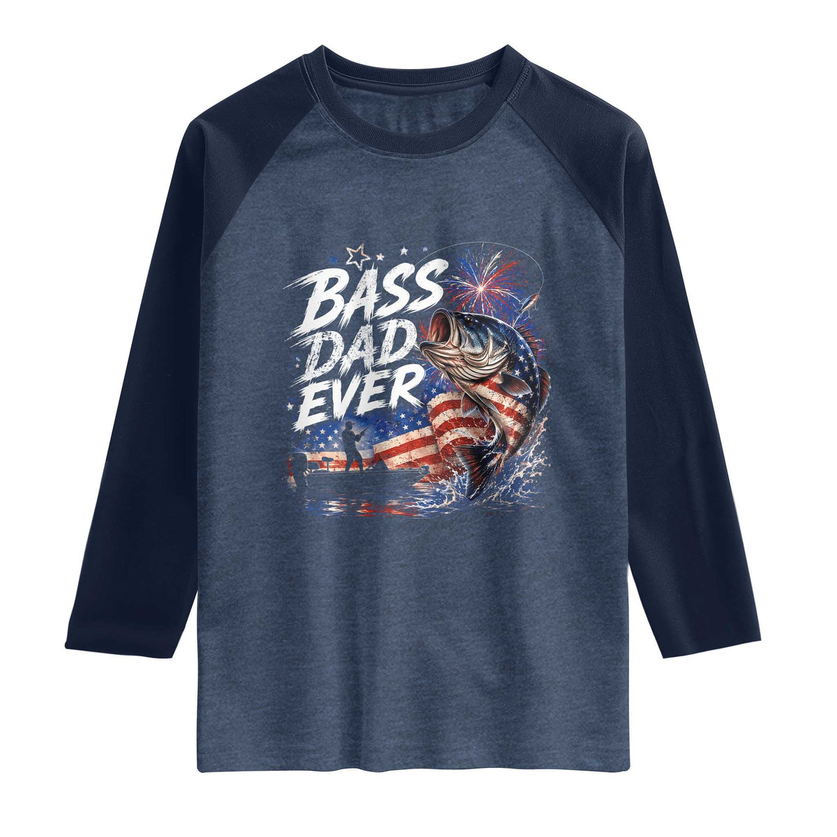 Bass Dad Ever Fishing Raglan Shirt Patriotic Dad Birthday 4th Of July Gifts