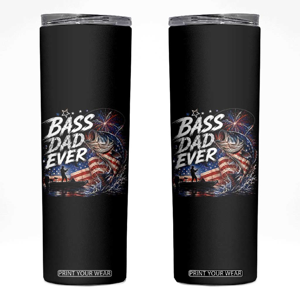 Bass Dad Ever Fishing Skinny Tumbler Patriotic Dad Birthday 4th Of July Gifts TS14 Black Print Your Wear