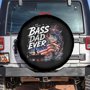 Bass Dad Ever Fishing Spare Tire Cover Patriotic Dad Birthday 4th Of July Gifts TS14 No hole Black Print Your Wear