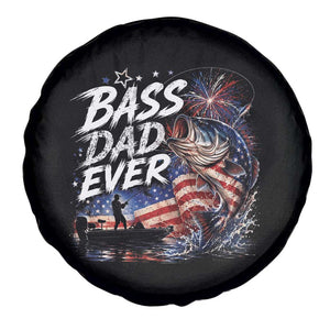 Bass Dad Ever Fishing Spare Tire Cover Patriotic Dad Birthday 4th Of July Gifts TS14 Print Your Wear