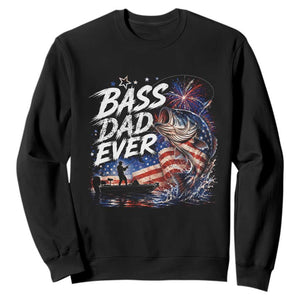 Bass Dad Ever Fishing Sweatshirt Patriotic Dad Birthday 4th Of July Gifts