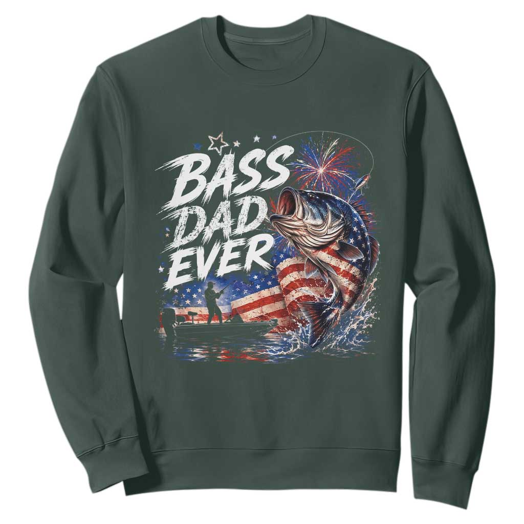 Bass Dad Ever Fishing Sweatshirt Patriotic Dad Birthday 4th Of July Gifts