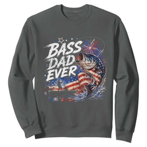 Bass Dad Ever Fishing Sweatshirt Patriotic Dad Birthday 4th Of July Gifts