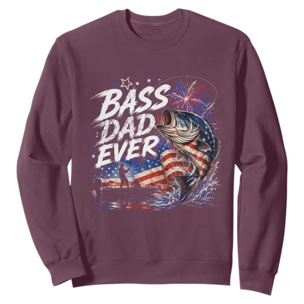 Bass Dad Ever Fishing Sweatshirt Patriotic Dad Birthday 4th Of July Gifts