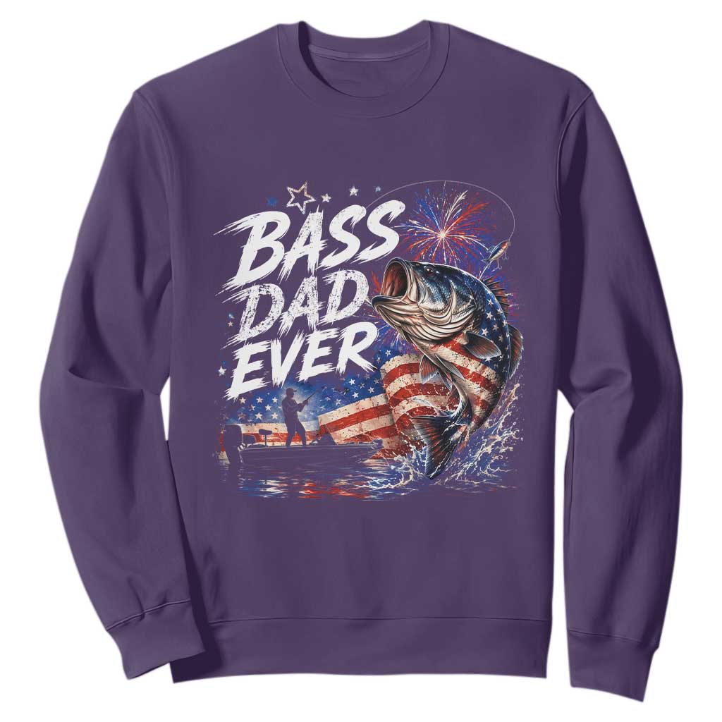 Bass Dad Ever Fishing Sweatshirt Patriotic Dad Birthday 4th Of July Gifts