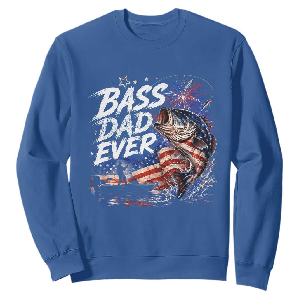 Bass Dad Ever Fishing Sweatshirt Patriotic Dad Birthday 4th Of July Gifts