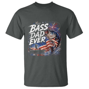 Bass Dad Ever Fishing T Shirt Patriotic Dad Birthday 4th Of July Gifts