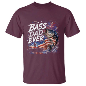 Bass Dad Ever Fishing T Shirt Patriotic Dad Birthday 4th Of July Gifts