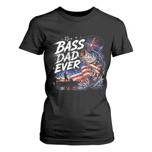 Bass Dad Ever Fishing T Shirt For Women Patriotic Dad Birthday 4th Of July Gifts