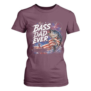 Bass Dad Ever Fishing T Shirt For Women Patriotic Dad Birthday 4th Of July Gifts