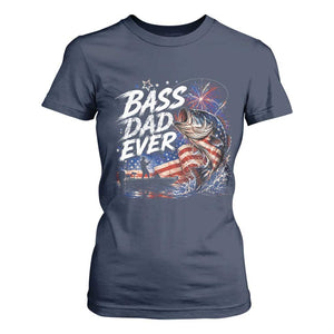 Bass Dad Ever Fishing T Shirt For Women Patriotic Dad Birthday 4th Of July Gifts