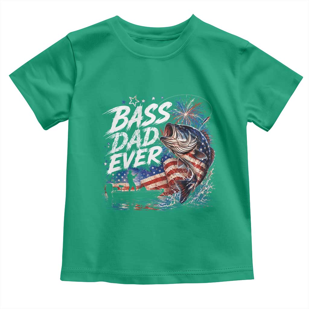 Bass Dad Ever Fishing Toddler T Shirt Patriotic Dad Birthday 4th Of July Gifts