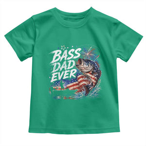 Bass Dad Ever Fishing Toddler T Shirt Patriotic Dad Birthday 4th Of July Gifts