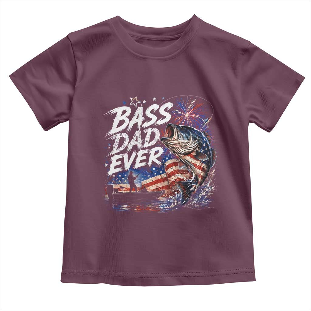 Bass Dad Ever Fishing Toddler T Shirt Patriotic Dad Birthday 4th Of July Gifts