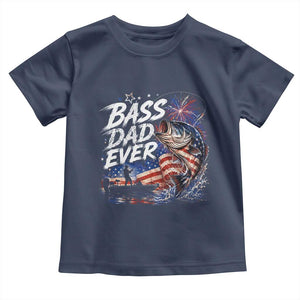 Bass Dad Ever Fishing Toddler T Shirt Patriotic Dad Birthday 4th Of July Gifts