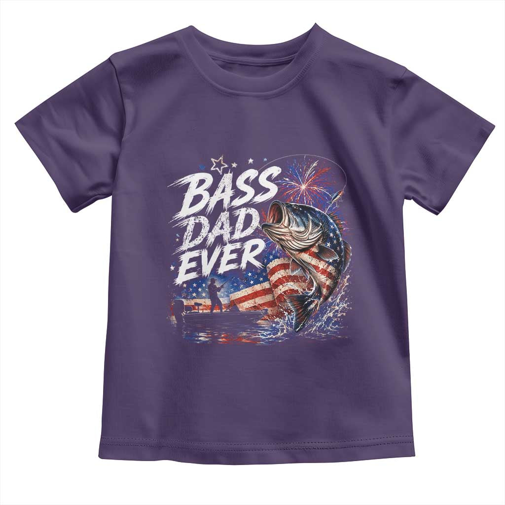 Bass Dad Ever Fishing Toddler T Shirt Patriotic Dad Birthday 4th Of July Gifts