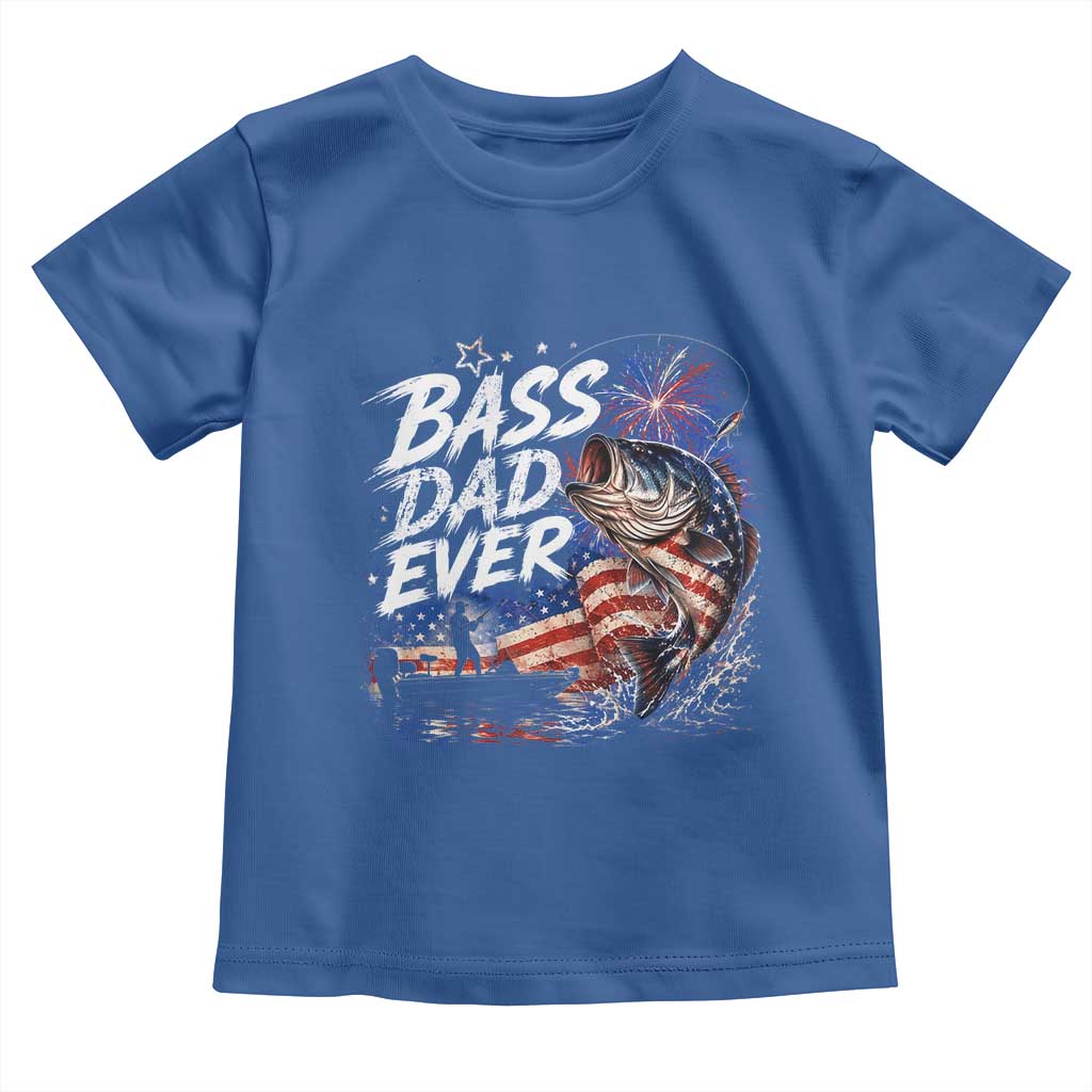 Bass Dad Ever Fishing Toddler T Shirt Patriotic Dad Birthday 4th Of July Gifts