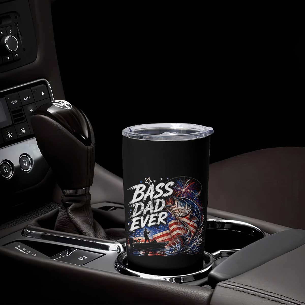 Bass Dad Ever Fishing Tumbler Cup Patriotic Dad Birthday 4th Of July Gifts