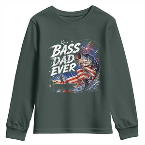Bass Dad Ever Fishing Youth Sweatshirt Patriotic Dad Birthday 4th Of July Gifts