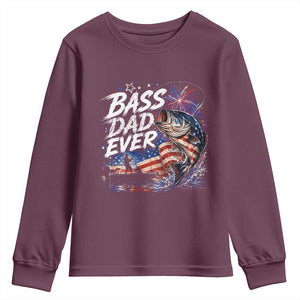 Bass Dad Ever Fishing Youth Sweatshirt Patriotic Dad Birthday 4th Of July Gifts