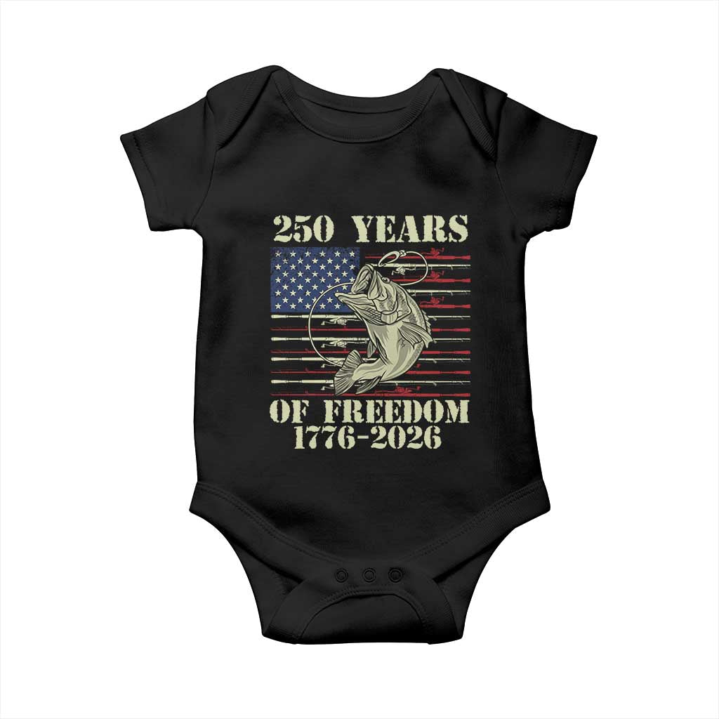250th Anniversary USA Bass Fishing American Flag Baby Onesie TS14 Black Print Your Wear