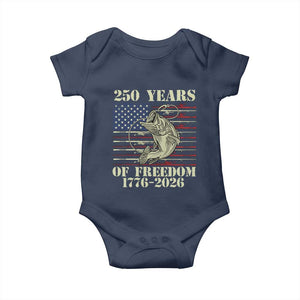 250th Anniversary USA Bass Fishing American Flag Baby Onesie TS14 Navy Print Your Wear