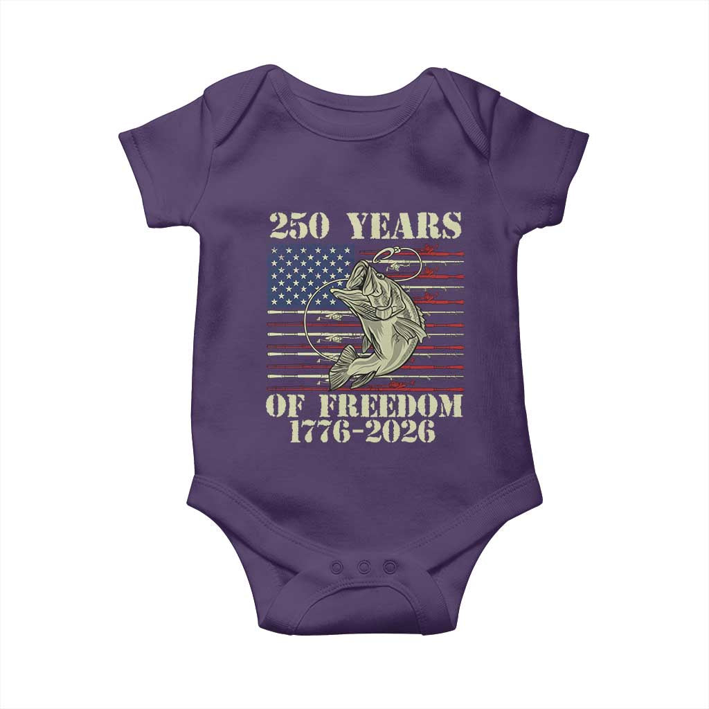 250th Anniversary USA Bass Fishing American Flag Baby Onesie TS14 Purple Print Your Wear