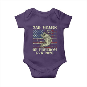 250th Anniversary USA Bass Fishing American Flag Baby Onesie TS14 Purple Print Your Wear