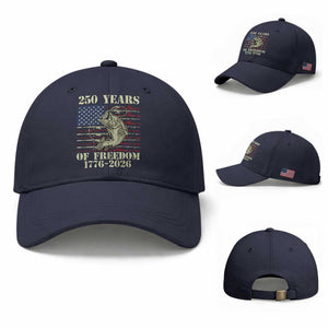 250th Anniversary USA Bass Fishing American Flag Baseball Cap TS14 Baseball Cap Universal Fit Navy Print Your Wear