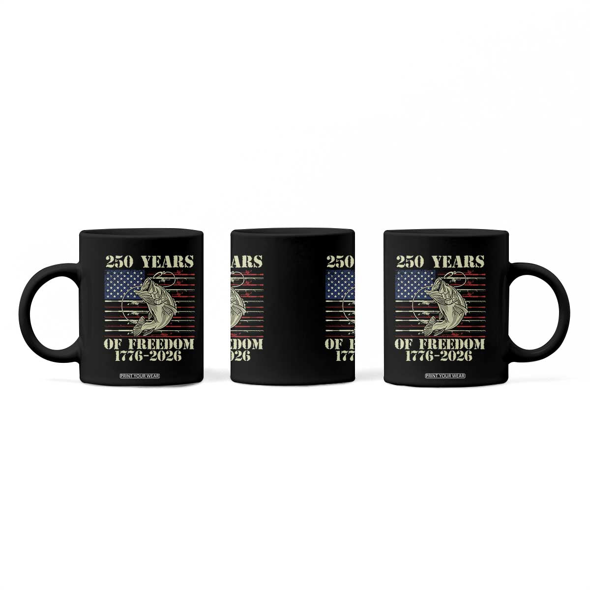 250th Anniversary USA Bass Fishing American Flag Coffee Mug TS14 Print Your Wear