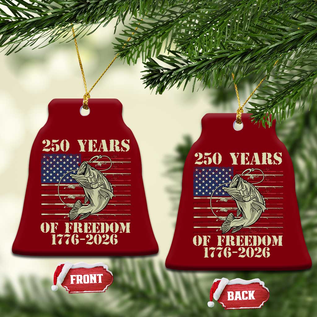 250th Anniversary USA Bass Fishing American Flag Ceramic Ornament TS14 Print Your Wear