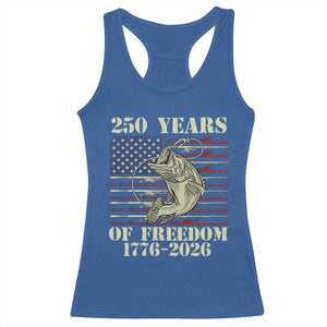 250th Anniversary USA Bass Fishing American Flag Racerback Tank Top TS14 Royal Blue Print Your Wear