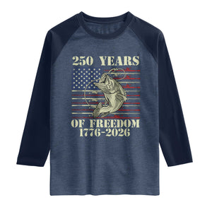 250th Anniversary USA Bass Fishing American Flag Raglan Shirt TS14 Heather Denim Navy Print Your Wear