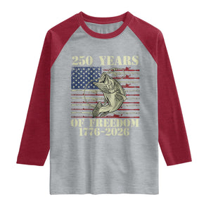 250th Anniversary USA Bass Fishing American Flag Raglan Shirt TS14 Heather Gray Heather Red Print Your Wear