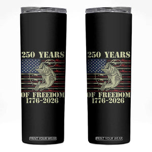 America 250th Bass Fishing American Flag Skinny Tumbler