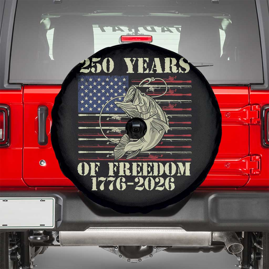 250th Anniversary USA Bass Fishing American Flag Spare Tire Cover TS14 Black Print Your Wear