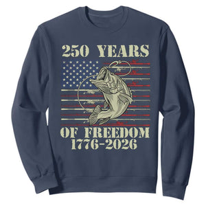 250th Anniversary USA Bass Fishing American Flag Sweatshirt TS14 Navy Print Your Wear