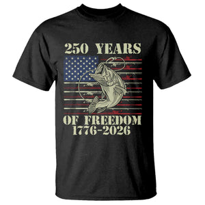 250th Anniversary USA Bass Fishing American Flag T Shirt TS14 Black Print Your Wear