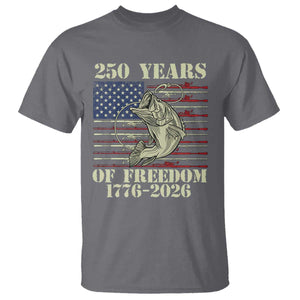 250th Anniversary USA Bass Fishing American Flag T Shirt TS14 Charcoal Print Your Wear