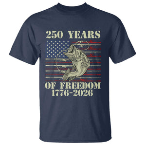 250th Anniversary USA Bass Fishing American Flag T Shirt TS14 Navy Print Your Wear