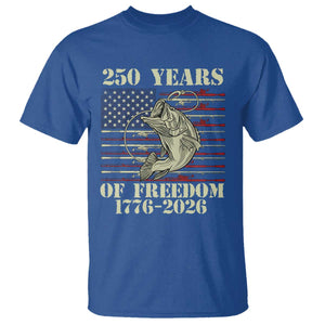 250th Anniversary USA Bass Fishing American Flag T Shirt TS14 Royal Blue Print Your Wear